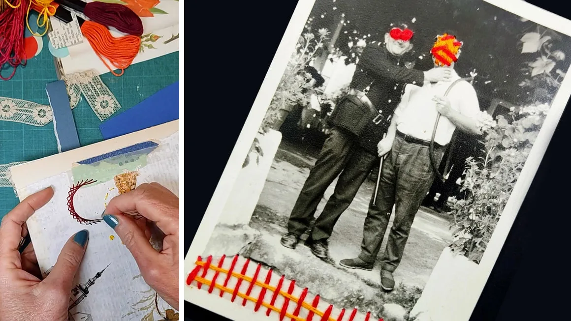 Collage bordado sobre fotografías