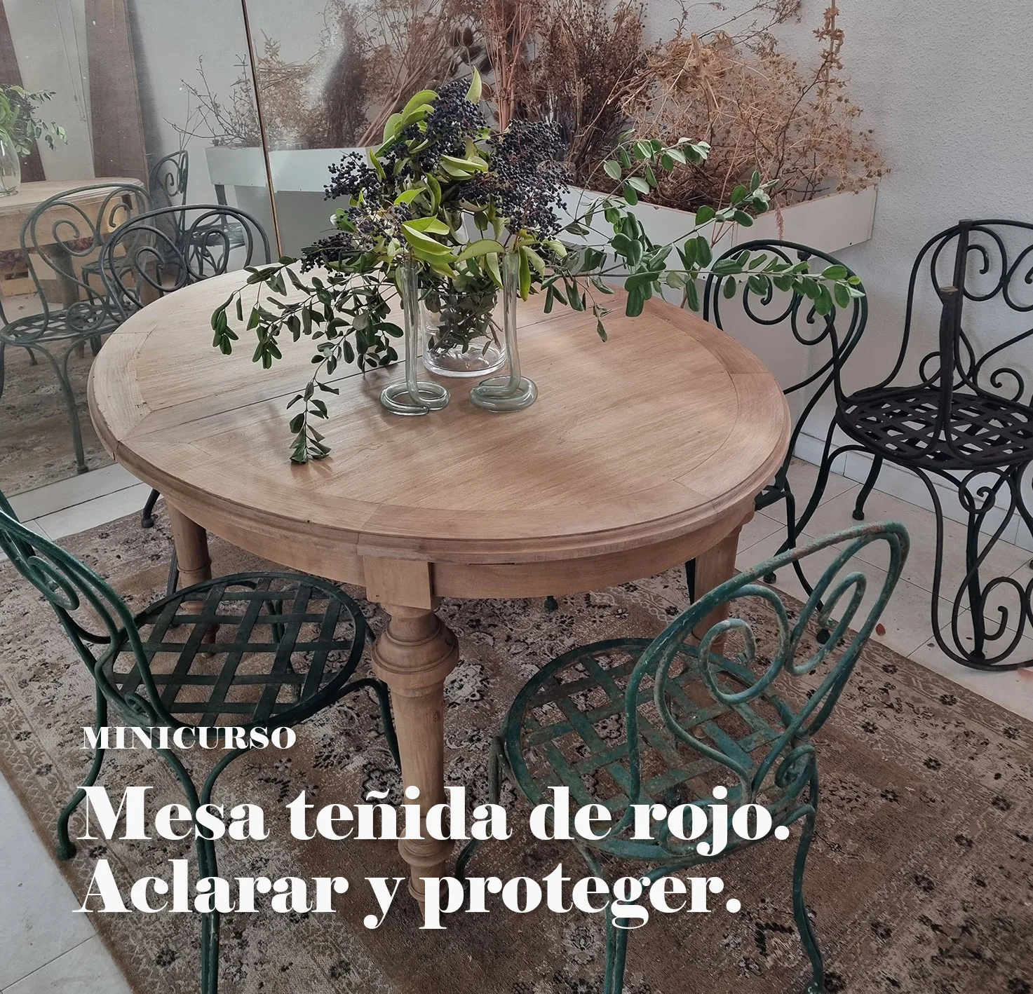 Minicurso online: mesa teñida de rojo, aclarar y proteger