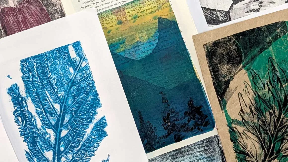 Transferencias con placa de gel para collage y scrapbooking