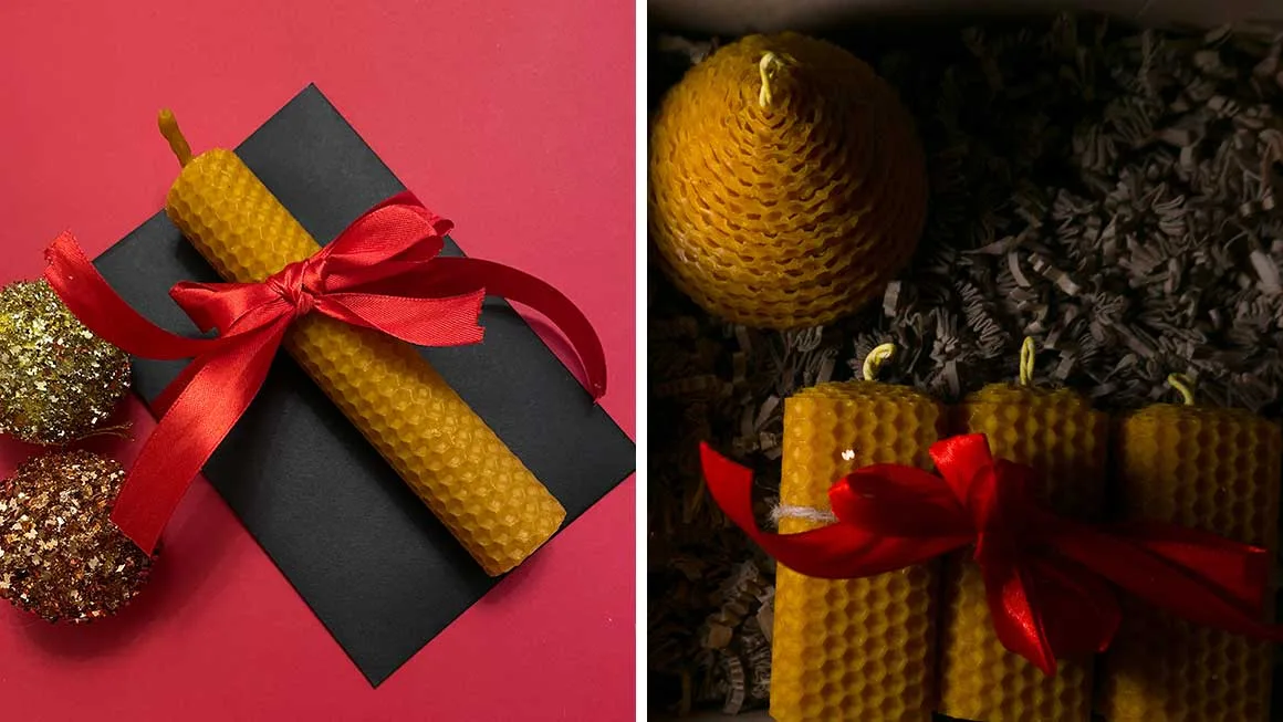 Velas artesanales de cera vegetal: edición Navidad