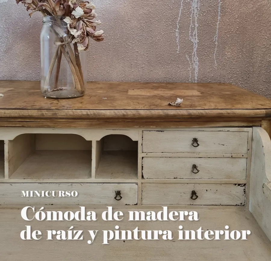 Minicurso online: cómoda de madera de raíz y pintura interior